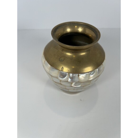 VTG‎ Brass and Mother Of Pearl Inlay Urn/base No Lid - Picture 2 of 11